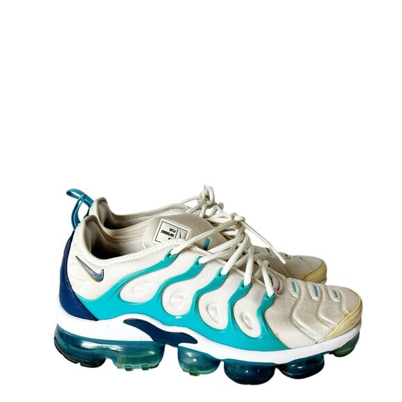 NIKE AIR VAPORMAX PLUS WHITE BLUE SHOES SIZE MEN 9 SNEAKERS NO BOX 924453-104